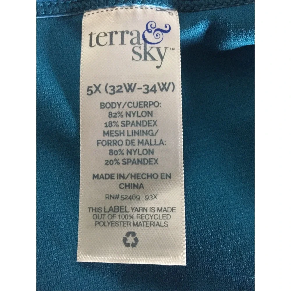NEW Terra & Sky Plus Blue Dots High Waist Tummy Control Bikini Bottom 5X 32W-34W